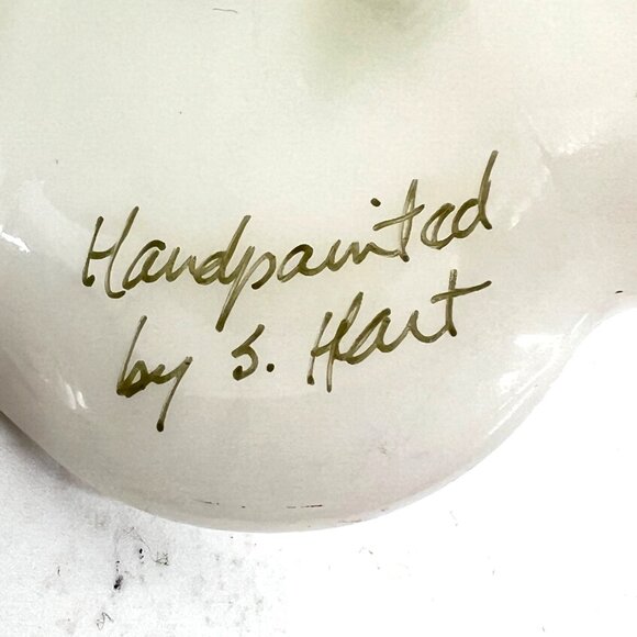 Fenton Handpainted White Frost Glass Bell Floral Design Signature S. Hart #2757 - Picture 6 of 15